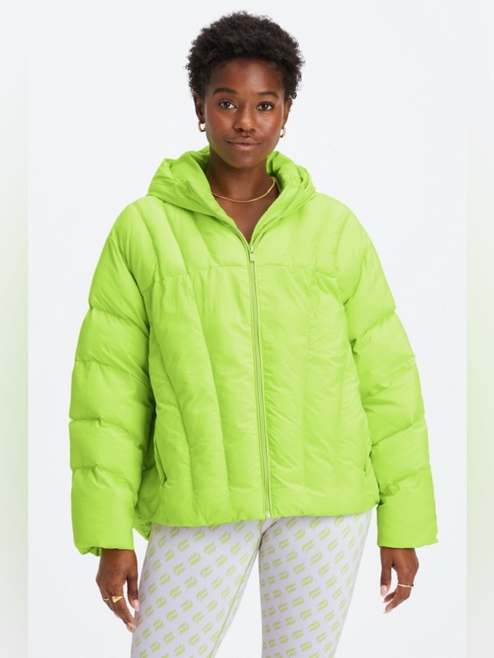 New with tags, Fabletics Quilted Hooded Puffer Jacket in Limeade 🥶